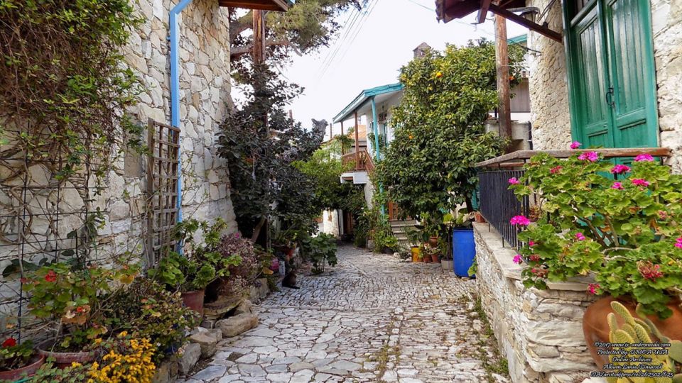 A narrow street in the village of Lania, in the district of Limassol